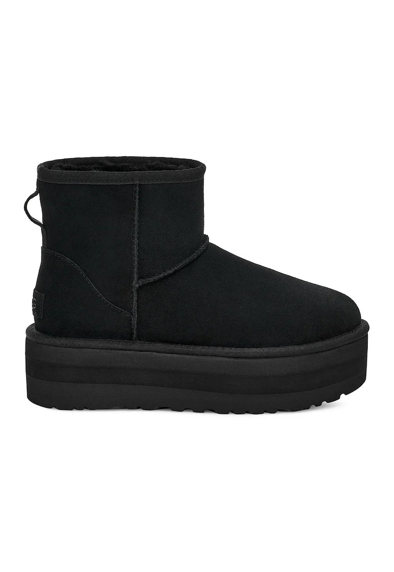 Ghete flatform rezistente la apa din piele intoarsa Classic Mini, Negru