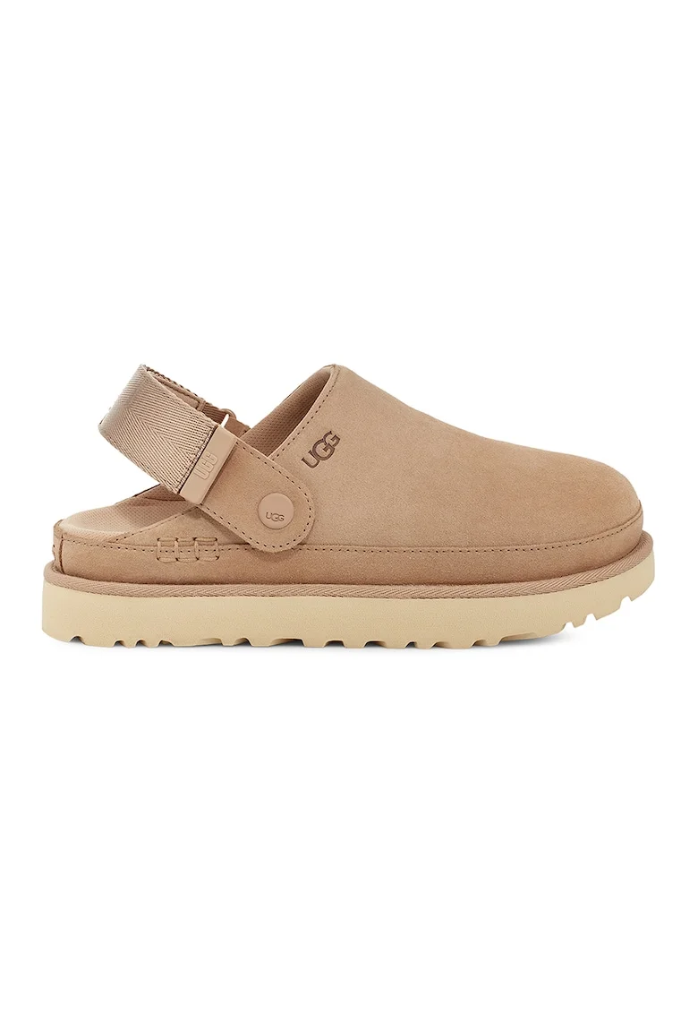 Saboti din piele intoarsa cu bareta slingback Goldenstar, Maro deschis
