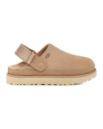 Saboti din piele intoarsa cu bareta slingback Goldenstar, Maro deschis