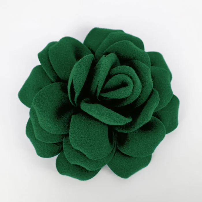 Brosa floare verde cu diametru de 20 cm din stofa, cu clips si ac