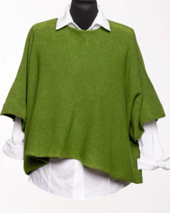Pulover versatil cu maneca fluture din vascoza, verde olive