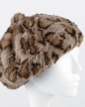 Bereta frantuzeasca din blanita si interior matlasat, animal print bej