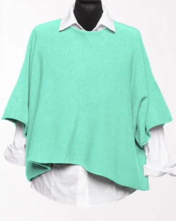 Pulover versatil cu maneca fluture din vascoza, verde menta