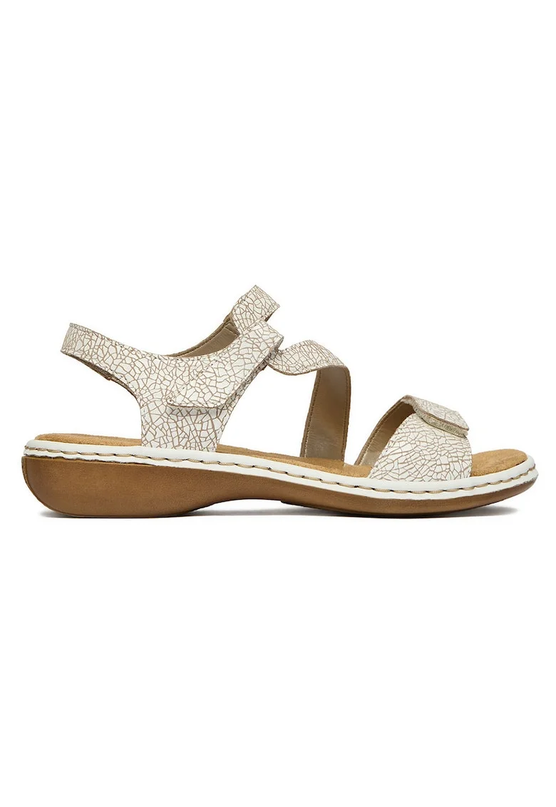 Sandale dama  bej, piele naturala sistem inchidere Velcro