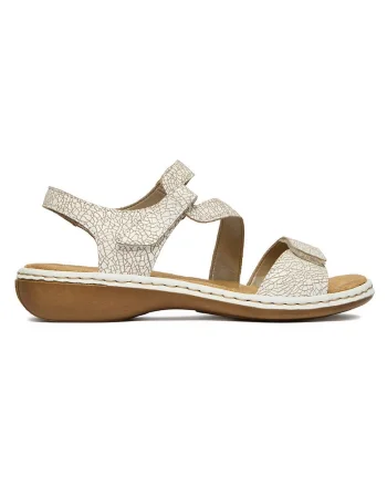 Sandale dama  bej, piele naturala sistem inchidere Velcro