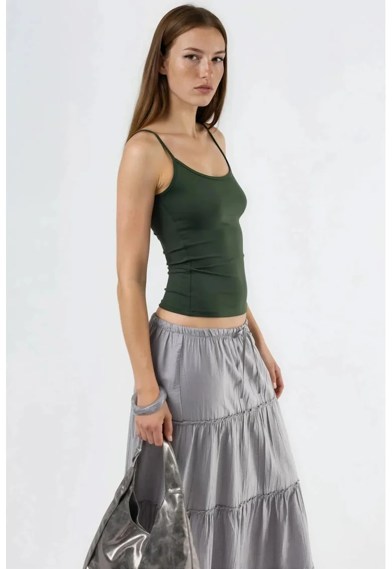 Maiou  Fitted, casual, elastic, verde kaki, tricotat,