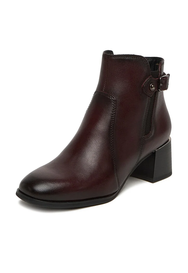 Botine Bordeaux din piele naturala, Visiniu