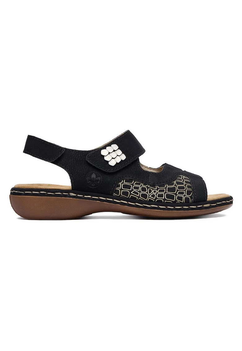 Sandale dama,  velcro, negru, piele ecologica