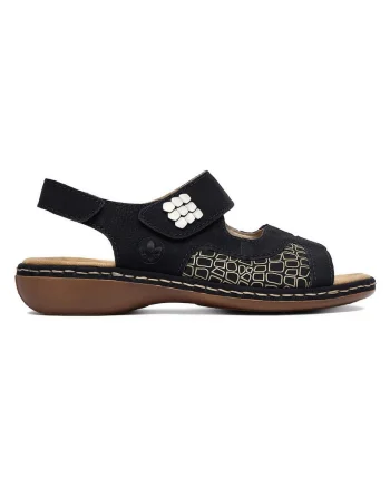 Sandale dama,  velcro, negru, piele ecologica