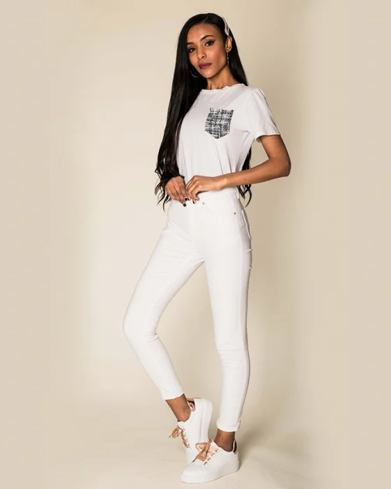 Blugi Dama Slim Nina Carter Albi P109-2 M8