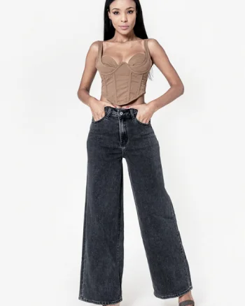 Blugi negri dama wide leg Nina Carter YY300-8 M10