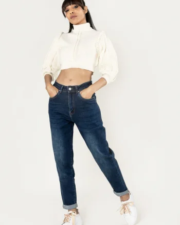 Blugi dama Mom Fit Nina Carter Albastru inchis P502-9 M8