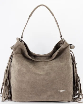 Geanta taupe FloraCO Paris cu franjuri F7518 M4