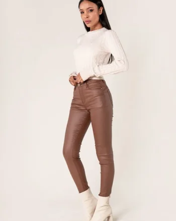 Pantaloni skinny din piele ecologica Maro mat LC001-2 M9