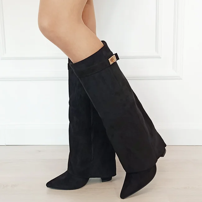 Cizme negre elegante cu toc comod 9501A 113