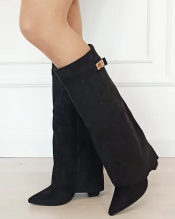Cizme negre elegante cu toc comod 9501A 113