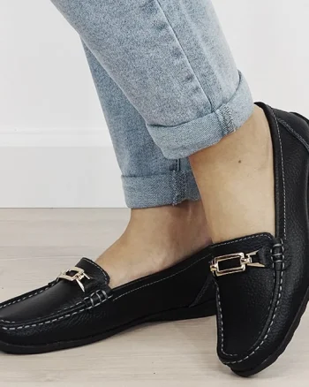 Mocasini negri de tip loafers din piele naturala 0511 01
