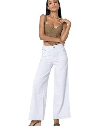 Blugi dama wide leg Nina Carter Alb YY300-1 M10