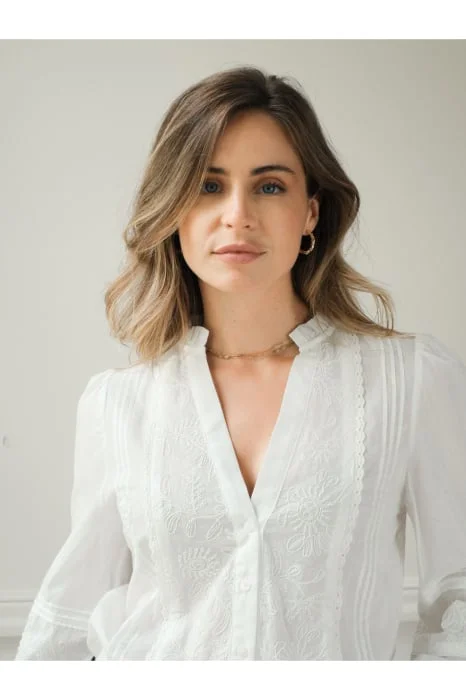 Camasa alba din bumbac cu broderie 4933T M9