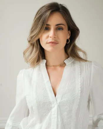 Camasa alba din bumbac cu broderie 4933T M9