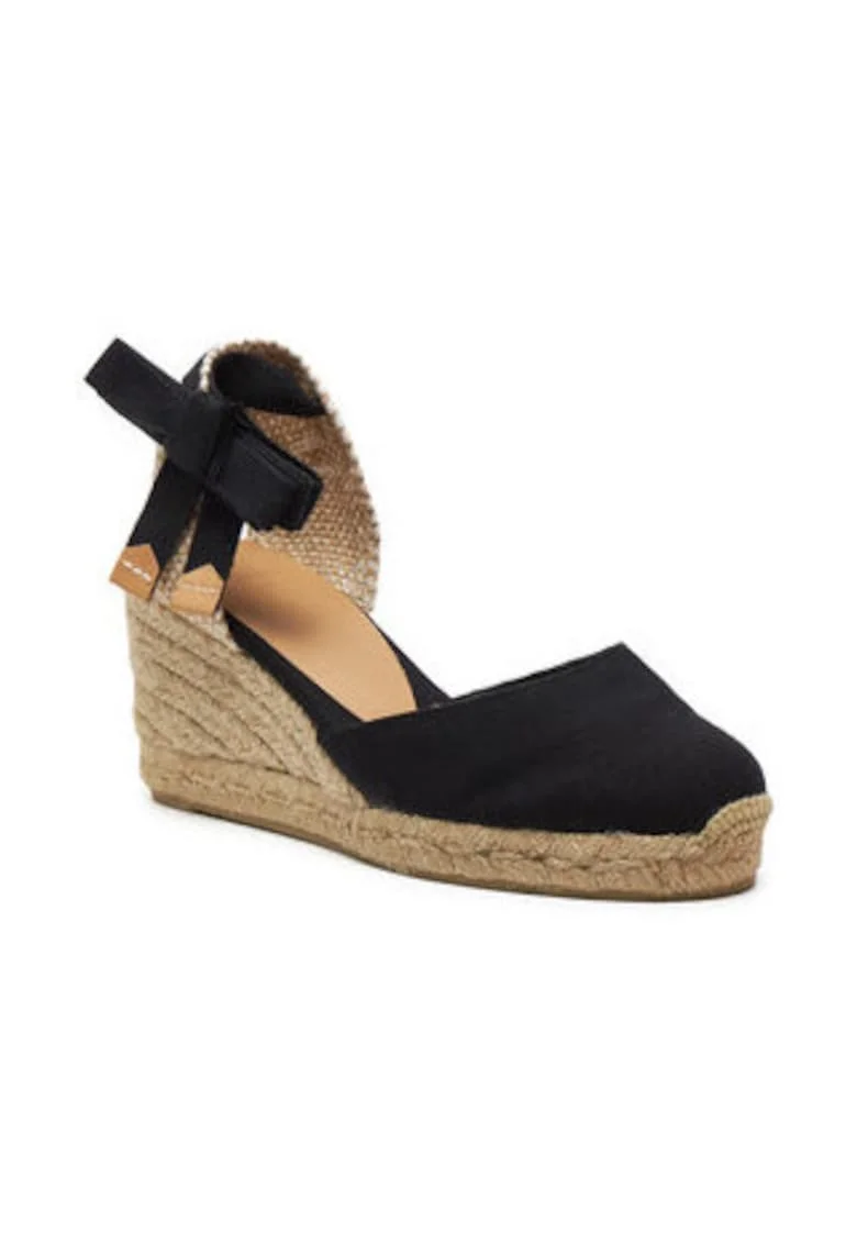 Espadrile dama,  negru, material textil, platforma confortabila,