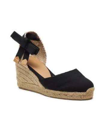 Espadrile dama,  negru, material textil, platforma confortabila,