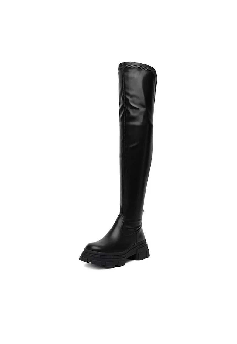 Cizme dama,  negru, textil, Negru