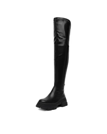 Cizme dama,  negru, textil, Negru