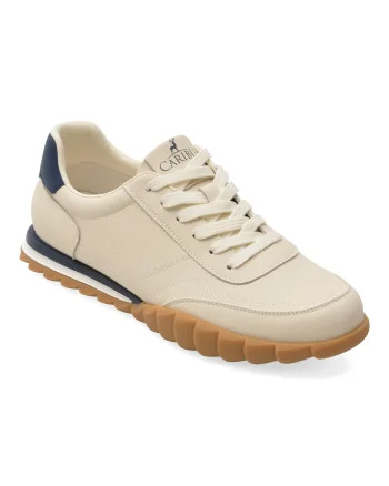 Pantofi sport CARIBU albi, V260007, din piele naturala