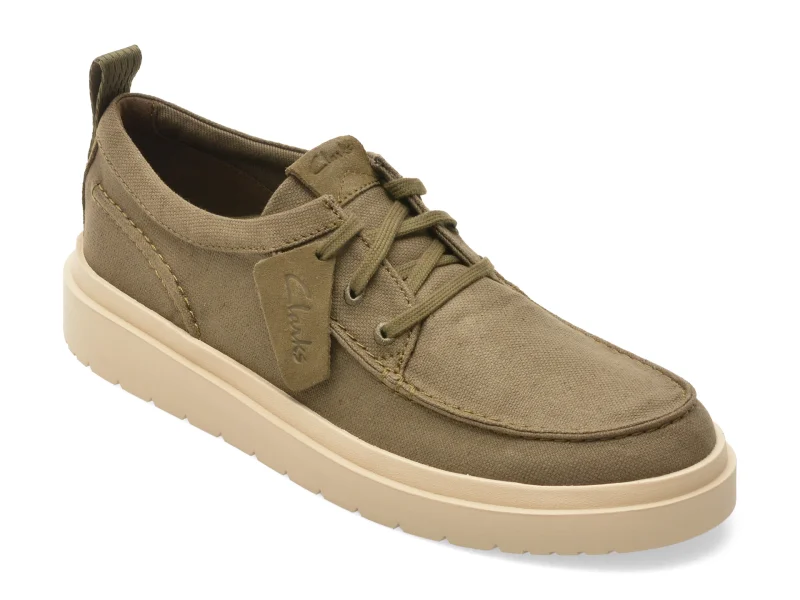 Mocasini CLARKS kaki, POLDEN MOC, din material textil