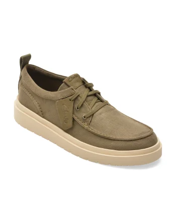 Mocasini CLARKS kaki, POLDEN MOC, din material textil