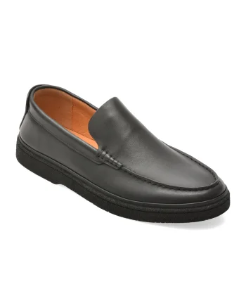 Mocasini OTTER negri, J260016, din piele naturala