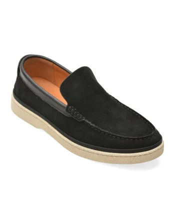 Mocasini OTTER negri, J260016, din piele intoarsa