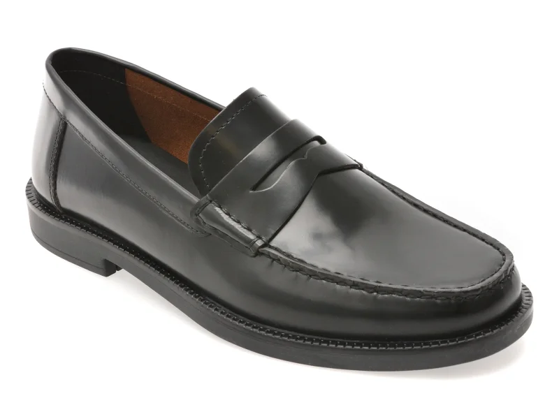 Mocasini GEOX negri, U55HVB, din piele naturala