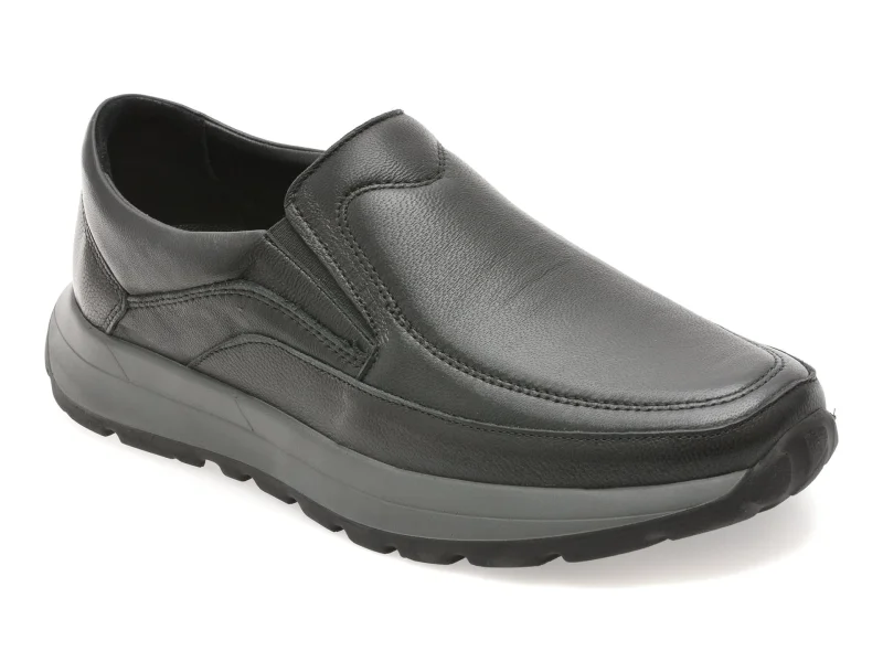 Mocasini OTTER negri, DD7015, din piele naturala