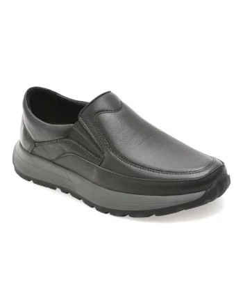 Mocasini OTTER negri, DD7015, din piele naturala