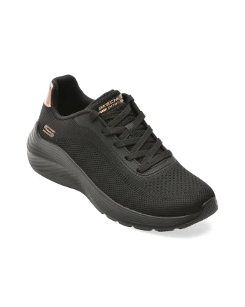 Pantofi sport SKECHERS negri, BOBS SQUAD WAVES, din material textil