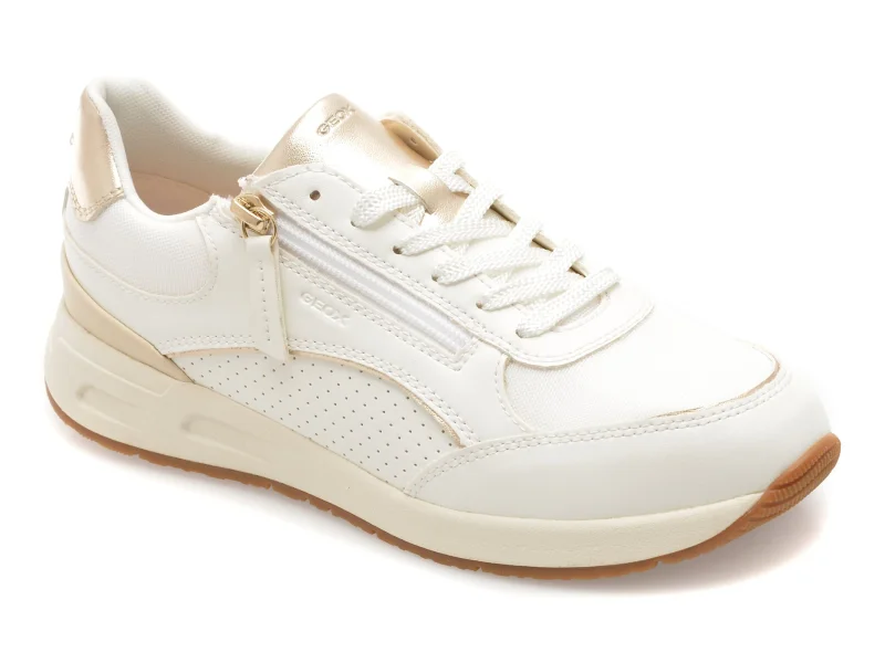 Pantofi sport GEOX albi, D65NQB, din piele ecologica