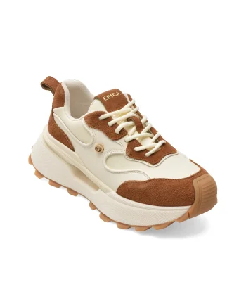 Pantofi sport EPICA albi, 5371, din piele naturala
