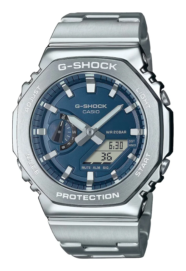 Ceas cu bratara din otel inoxidabil G-Shock, Argintiu