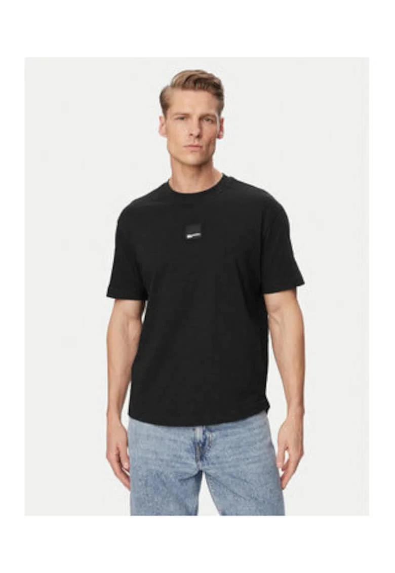 Tricou barbati,  negru, bumbac, croiala regulara,