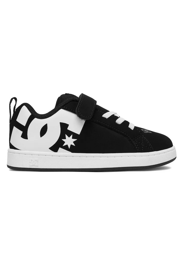 Tenisi  baiat, negru, piele ecologica, velcro