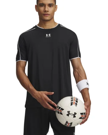 Tricou cu decolteu la baza gatului si logo pentru fotbal Challenger, Negru