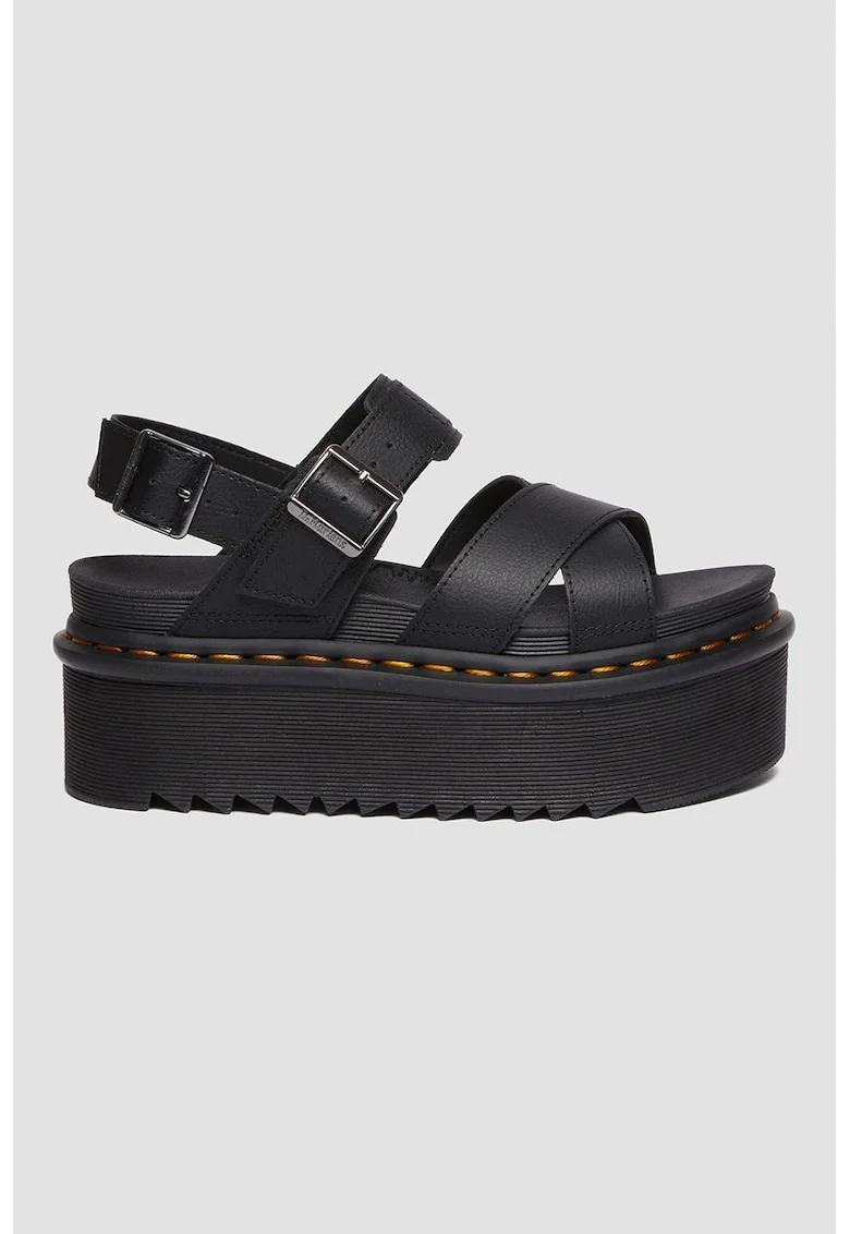 Sandale din piele ecologica cu platforma Vos II Athena, Negru