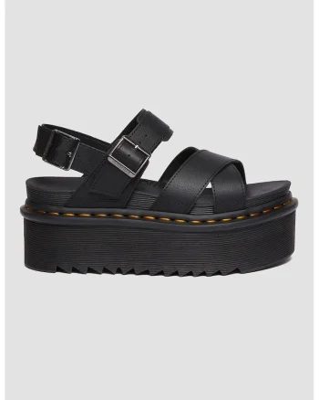 Sandale din piele ecologica cu platforma Vos II Athena, Negru
