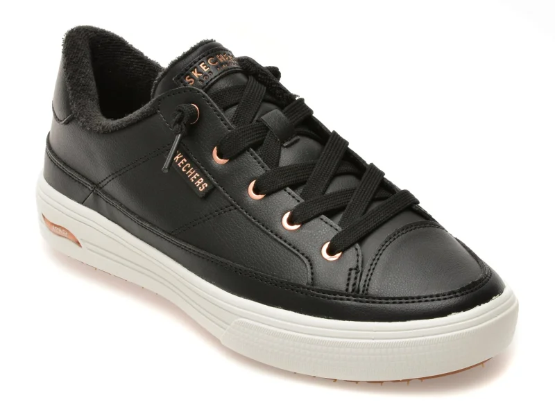 Pantofi sport SKECHERS negri, 177189, din piele ecologica