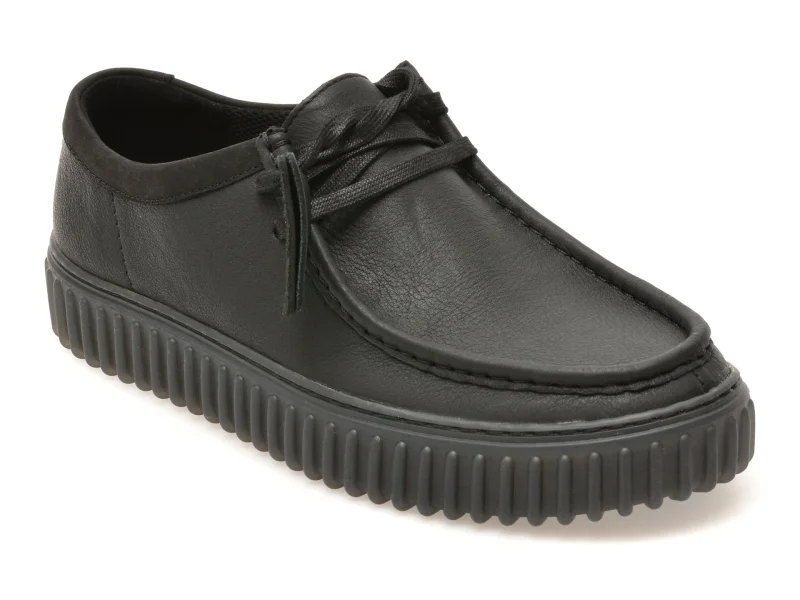 Mocasini CLARKS negri, TORHILL LO, din piele naturala