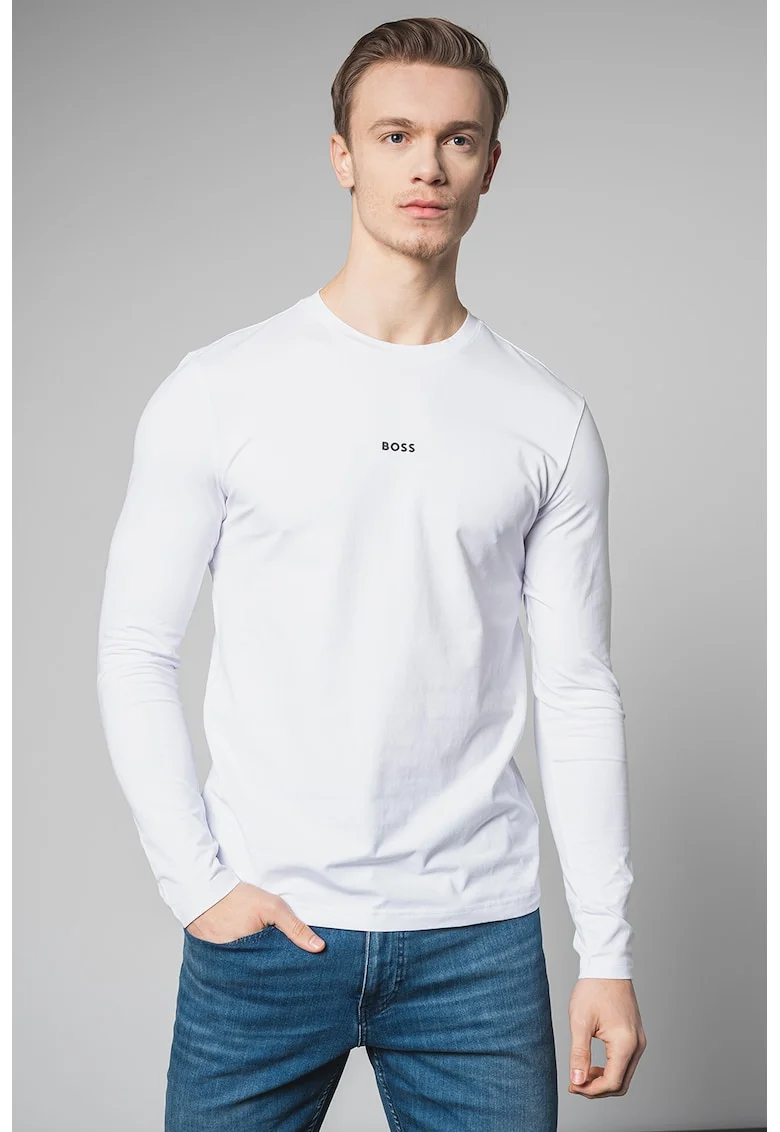 Bluza cu decolteu la baza gatului Chark, Alb optic