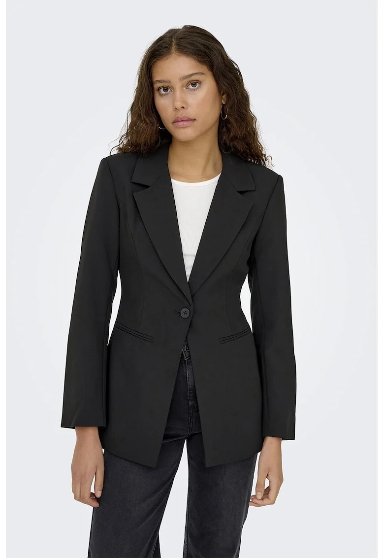Sacou slim fit cu un nasture, Negru