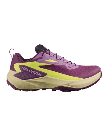 Pantofi Genesis cu tehnologie Gore-Tex, pentru alergare pe teren accidentat, Roz fandango/Verde lime/Violet pruna